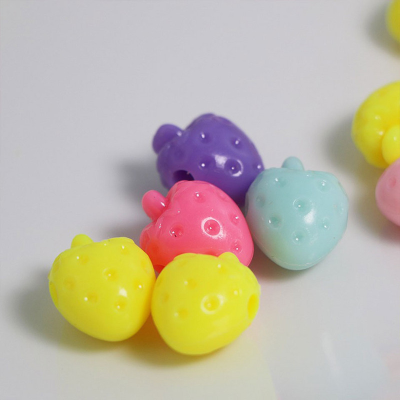 Πολύχρωμα φρούτα φράουλα ίσια τρύπες χάντρες για κοσμήματα Κατασκευή τηλεφωνικής αλυσίδας Μπρελόκ Βραχιόλι αξεσουάρ Παιδική ευφυΐα