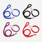 1,2 M garuma dubultā pinuma suņu kakla siksna un pavadas komplekts, izturīga virves neilona kaklasiksna lieliem suņiem zelta retrīvera labradora āra