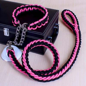 1,2 M garuma dubultā pinuma suņu kakla siksna un pavadas komplekts, izturīga virves neilona kaklasiksna lieliem suņiem zelta retrīvera labradora āra