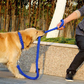 Комплект нашийник за кучета с двойна тъкан и каишка с дължина 1,2 метра Издръжлив въжен найлонов нашийник за големи кучета Голдън ретривър Лабрадор на открито