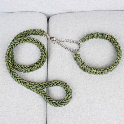 1,2 M garuma dubultā pinuma suņu kakla siksna un pavadas komplekts, izturīga virves neilona kaklasiksna lieliem suņiem zelta retrīvera labradora āra