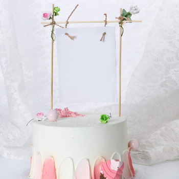 1 σετ κάρτες γραφής Τούρτα γενεθλίων Topper Cake Flags DIY λουλούδια Διακόσμηση cupcake γάμου για παιδικό ντους προμήθειες για πάρτι