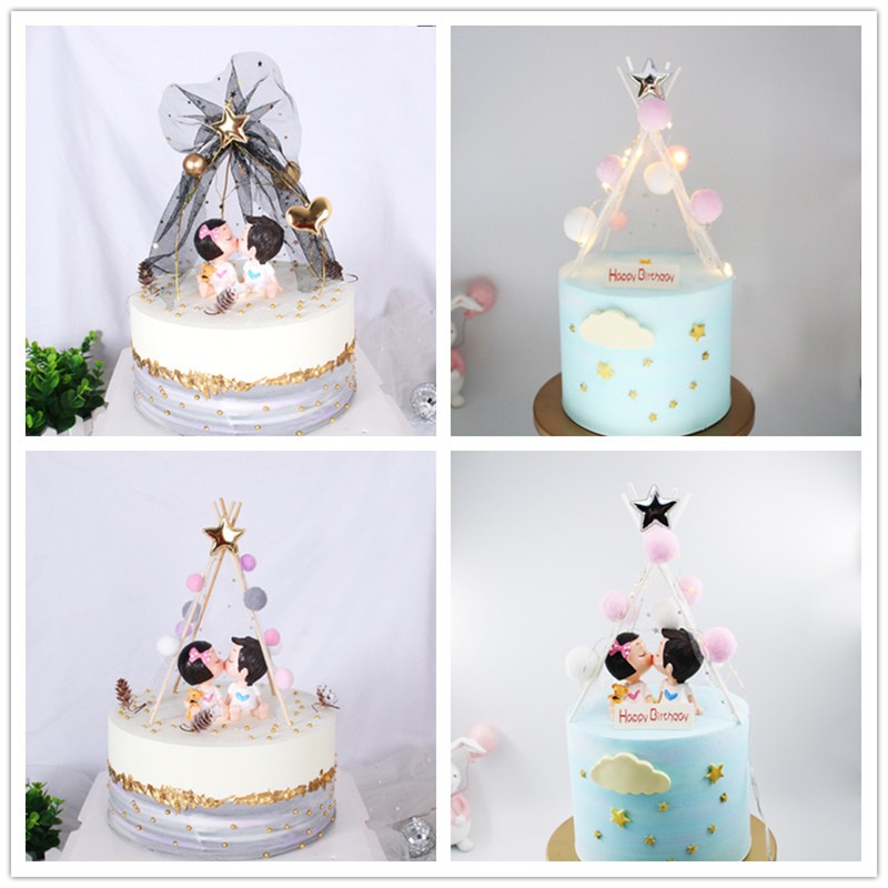 1 komplekt kirjutuskaarte Sünnipäevakoogi pealistükk Tordilipud DIY lilled Pulmapeo tassikoogi kaunistus Baby Shower peotarbeks