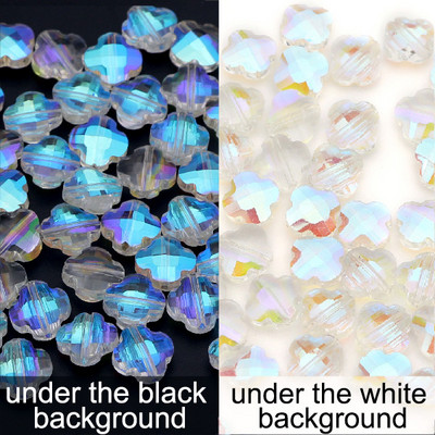 20gab AB krāsa četras lapas āboliņa formas slīpētas kristāla stikla krelles vaļīgas starplikas krelles piekariņi juvelierizstrādājumu izgatavošanai.