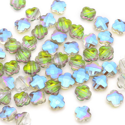 20gab AB krāsa četras lapas āboliņa formas slīpētas kristāla stikla krelles vaļīgas starplikas krelles piekariņi juvelierizstrādājumu izgatavošanai.