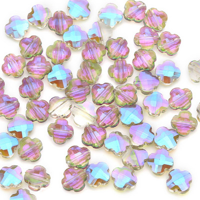 20gab AB krāsa četras lapas āboliņa formas slīpētas kristāla stikla krelles vaļīgas starplikas krelles piekariņi juvelierizstrādājumu izgatavošanai.