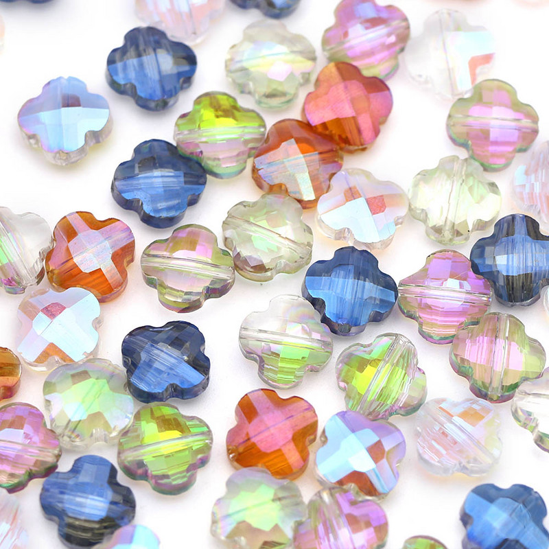 20gab AB krāsa četras lapas āboliņa formas slīpētas kristāla stikla krelles vaļīgas starplikas krelles piekariņi juvelierizstrādājumu izgatavošanai.