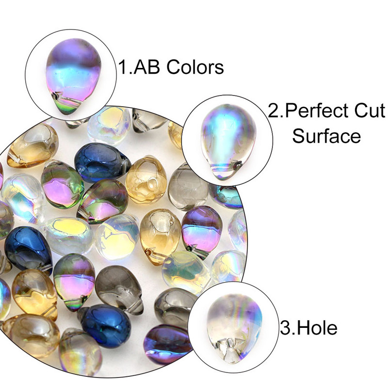 20gb ūdens piliena formas stikla krelles kristāla vaļīgas krelles DIY rotaslietu izgatavošanai aksesuāri kaklarota auskari roku darbs piederumi