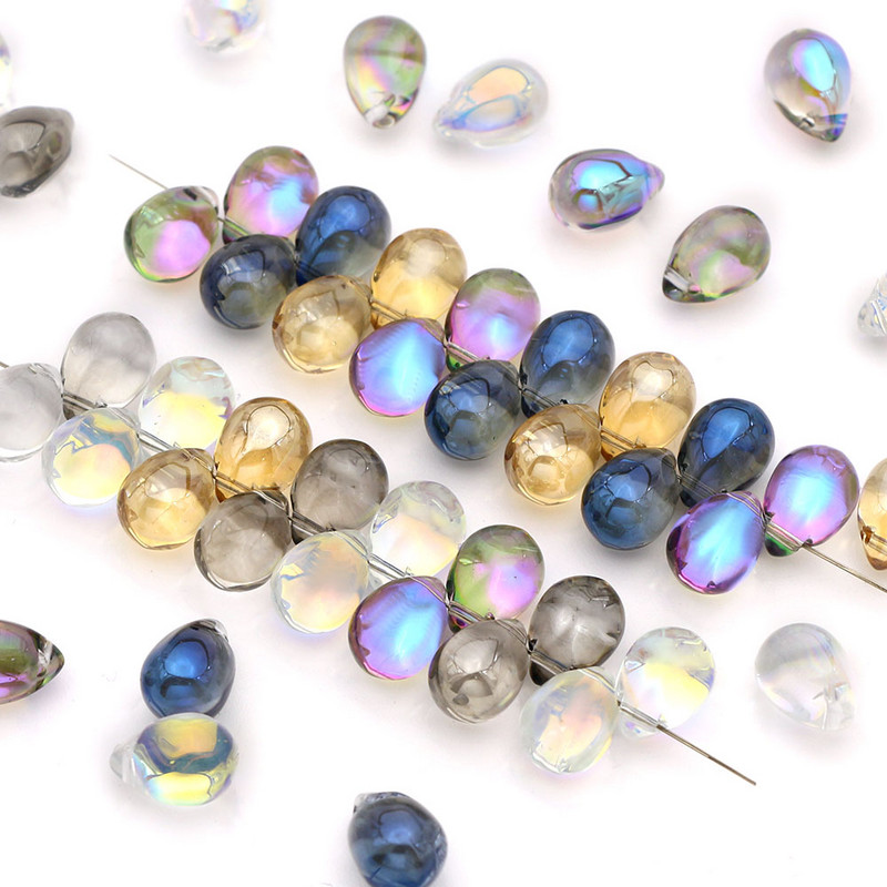 20gb ūdens piliena formas stikla krelles kristāla vaļīgas krelles DIY rotaslietu izgatavošanai aksesuāri kaklarota auskari roku darbs piederumi