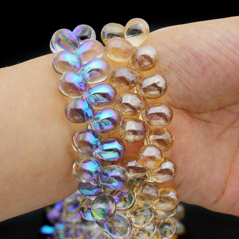 20gb ūdens piliena formas stikla krelles kristāla vaļīgas krelles DIY rotaslietu izgatavošanai aksesuāri kaklarota auskari roku darbs piederumi