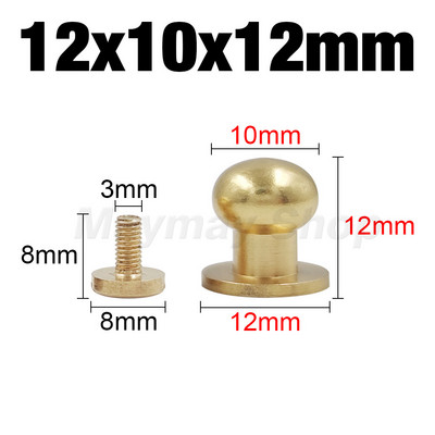 10gab cieta misiņa jostas soma Skrūvējama Nagla Kniedes Poga apaļa poga Čikāgas Ieskrūvējama Pogas Kniedes Ādas Amatniecības piederumi