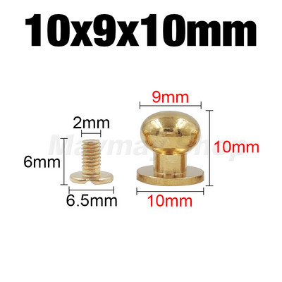 10gab cieta misiņa jostas soma Skrūvējama Nagla Kniedes Poga apaļa poga Čikāgas Ieskrūvējama Pogas Kniedes Ādas Amatniecības piederumi