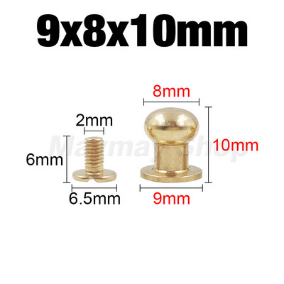 10gab cieta misiņa jostas soma Skrūvējama Nagla Kniedes Poga apaļa poga Čikāgas Ieskrūvējama Pogas Kniedes Ādas Amatniecības piederumi