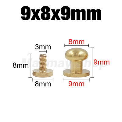 10gab cieta misiņa jostas soma Skrūvējama Nagla Kniedes Poga apaļa poga Čikāgas Ieskrūvējama Pogas Kniedes Ādas Amatniecības piederumi