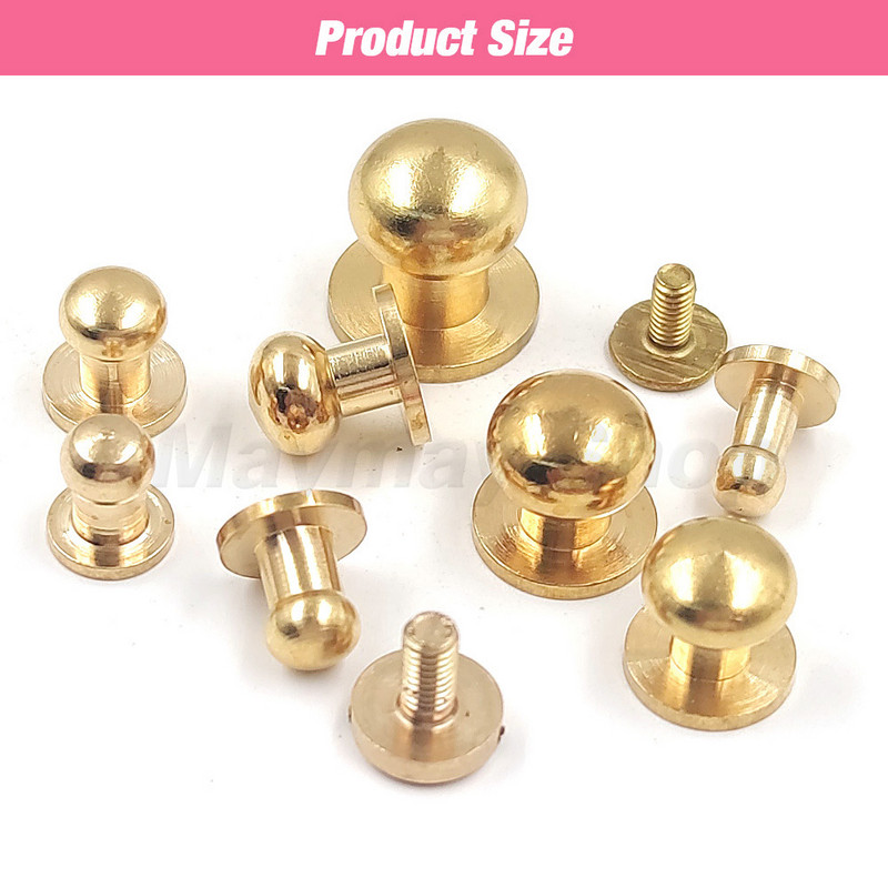 10gab cieta misiņa jostas soma Skrūvējama Nagla Kniedes Poga apaļa poga Čikāgas Ieskrūvējama Pogas Kniedes Ādas Amatniecības piederumi