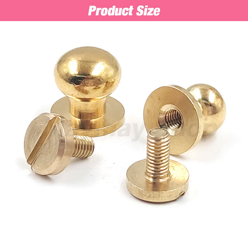 10gab cieta misiņa jostas soma Skrūvējama Nagla Kniedes Poga apaļa poga Čikāgas Ieskrūvējama Pogas Kniedes Ādas Amatniecības piederumi