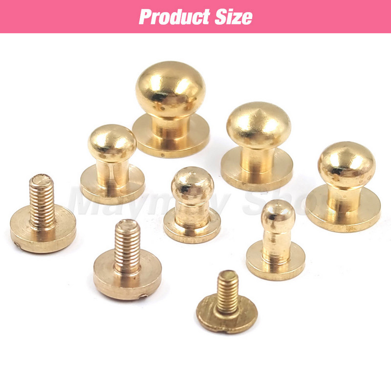 10gab cieta misiņa jostas soma Skrūvējama Nagla Kniedes Poga apaļa poga Čikāgas Ieskrūvējama Pogas Kniedes Ādas Amatniecības piederumi