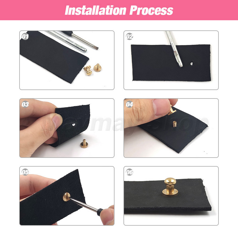 10gab cieta misiņa jostas soma Skrūvējama Nagla Kniedes Poga apaļa poga Čikāgas Ieskrūvējama Pogas Kniedes Ādas Amatniecības piederumi