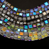 Kvadrātveida slīpēta stikla kristāla brīvi amatniecības krelles kaklarotas rokassprādzes auskari rotaslietas izgatavošana DIY aksesuāri roku darbs