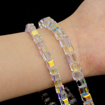 Cube Square Faceted Glass Crystal Loose Crafts Χάντρες για κολιέ Βραχιόλι Σκουλαρίκια Κοσμήματα Κατασκευή DIY αξεσουάρ Χειροποίητη χειροτεχνία