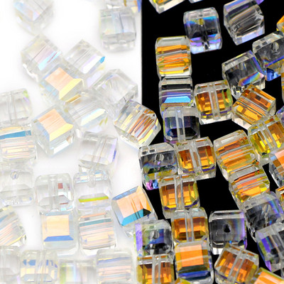 Kvadrātveida slīpēta stikla kristāla brīvi amatniecības krelles kaklarotas rokassprādzes auskari rotaslietas izgatavošana DIY aksesuāri roku darbs