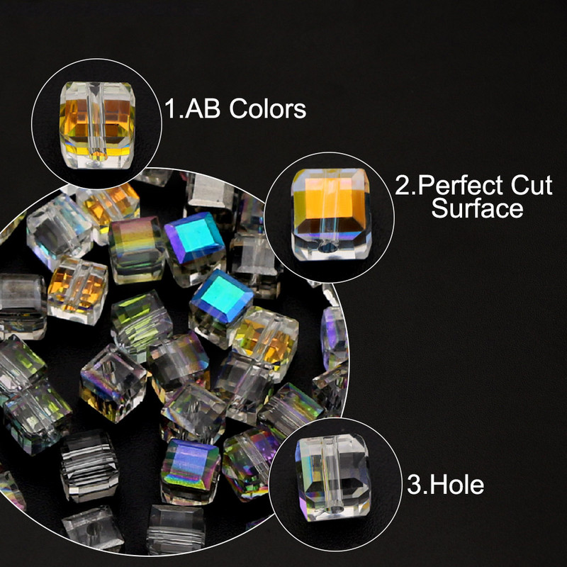 Kvadrātveida slīpēta stikla kristāla brīvi amatniecības krelles kaklarotas rokassprādzes auskari rotaslietas izgatavošana DIY aksesuāri roku darbs