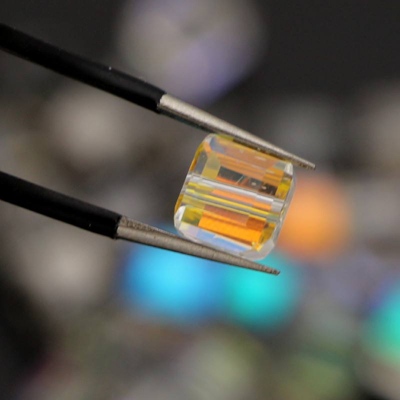 Kvadrātveida slīpēta stikla kristāla brīvi amatniecības krelles kaklarotas rokassprādzes auskari rotaslietas izgatavošana DIY aksesuāri roku darbs