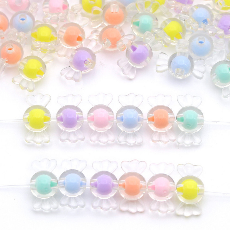 Matēta caurspīdīga akrila konfekšu krelles vaļīgas krelles, DIY rotaslietas aksesuāri ar rokām darinātas kaklarotas rokassprādzes materiāli 8,7 mm* 17 mm