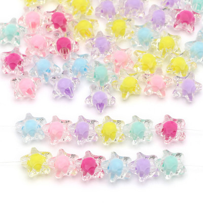 Caurspīdīgas akrila pērlītes Piecstaru zvaigžņu brīvas starplikas krelles, kas paredzētas DIY rotaslietu piederumu izgatavošanai, 11,2 mm* 11,2 mm