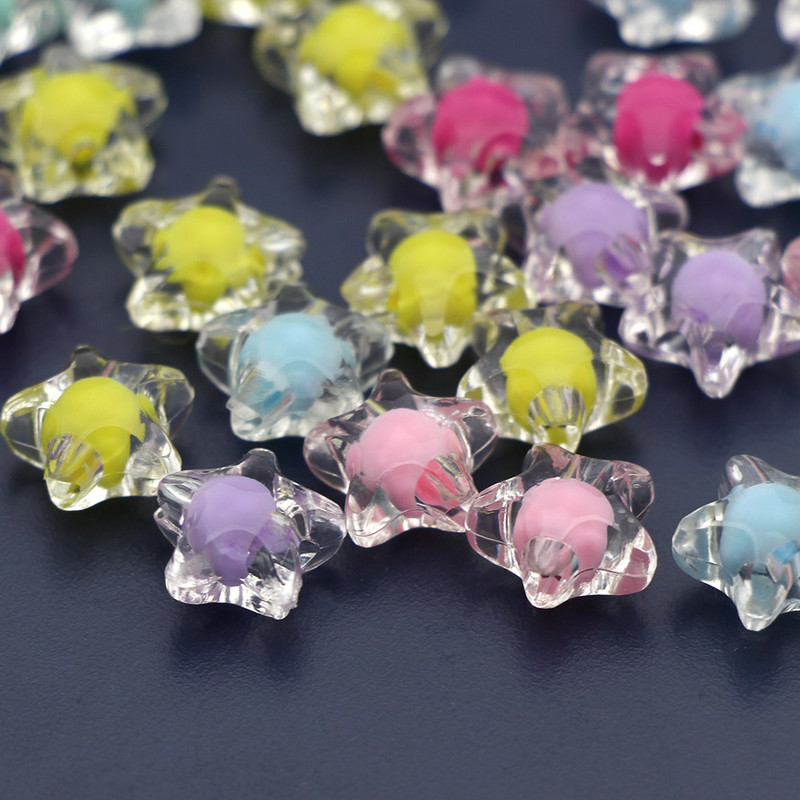 Caurspīdīgas akrila pērlītes Piecstaru zvaigžņu brīvas starplikas krelles, kas paredzētas DIY rotaslietu piederumu izgatavošanai, 11,2 mm* 11,2 mm