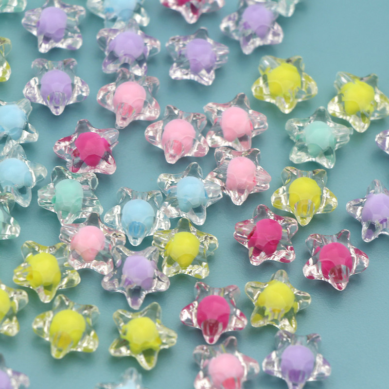 Caurspīdīgas akrila pērlītes Piecstaru zvaigžņu brīvas starplikas krelles, kas paredzētas DIY rotaslietu piederumu izgatavošanai, 11,2 mm* 11,2 mm