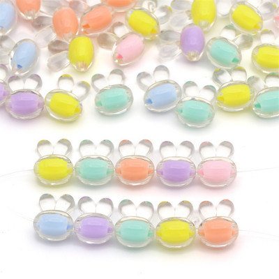 Caurspīdīgas truša galvas brīvas krelles Akrila krelles DIY rokassprādzēm Kaklarotas jaukas krelles rotaslietas atradumi 15,6 mm * 12,5 mm