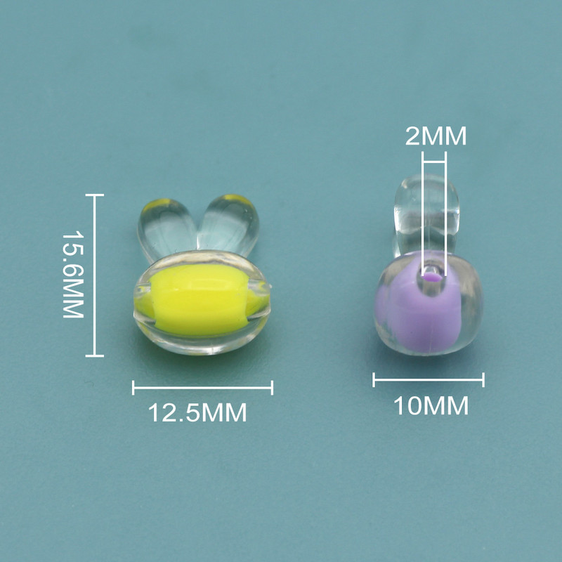Caurspīdīgas truša galvas brīvas krelles Akrila krelles DIY rokassprādzēm Kaklarotas jaukas krelles rotaslietas atradumi 15,6 mm * 12,5 mm