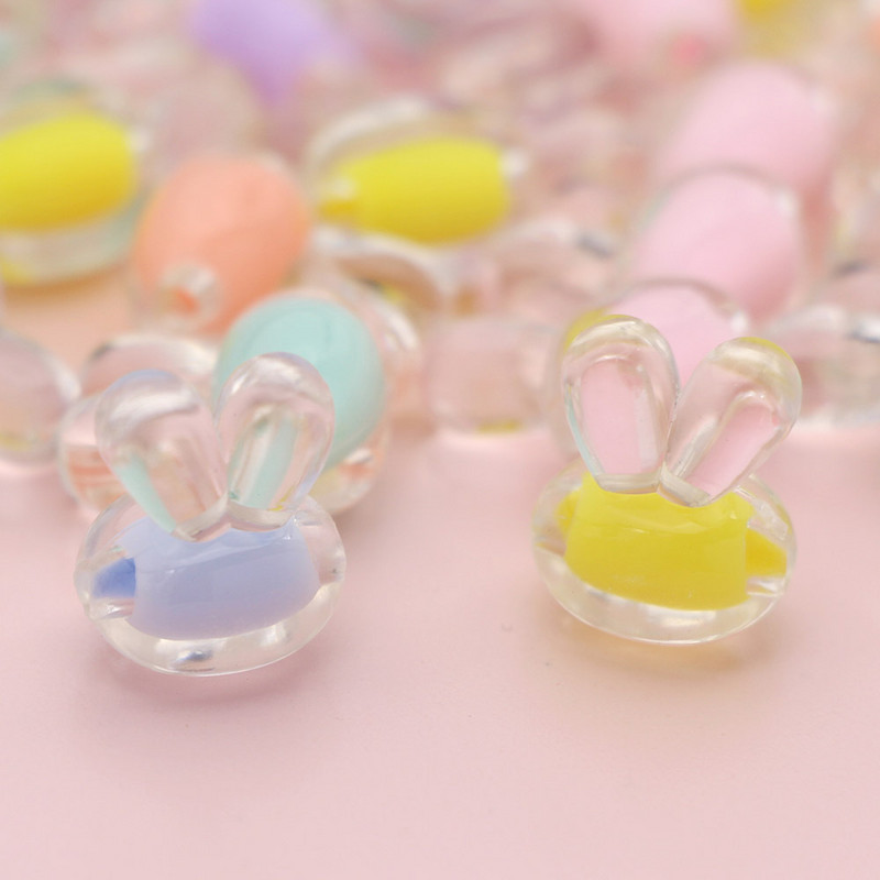 Caurspīdīgas truša galvas brīvas krelles Akrila krelles DIY rokassprādzēm Kaklarotas jaukas krelles rotaslietas atradumi 15,6 mm * 12,5 mm