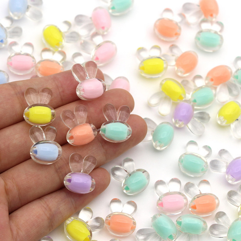 Caurspīdīgas truša galvas brīvas krelles Akrila krelles DIY rokassprādzēm Kaklarotas jaukas krelles rotaslietas atradumi 15,6 mm * 12,5 mm