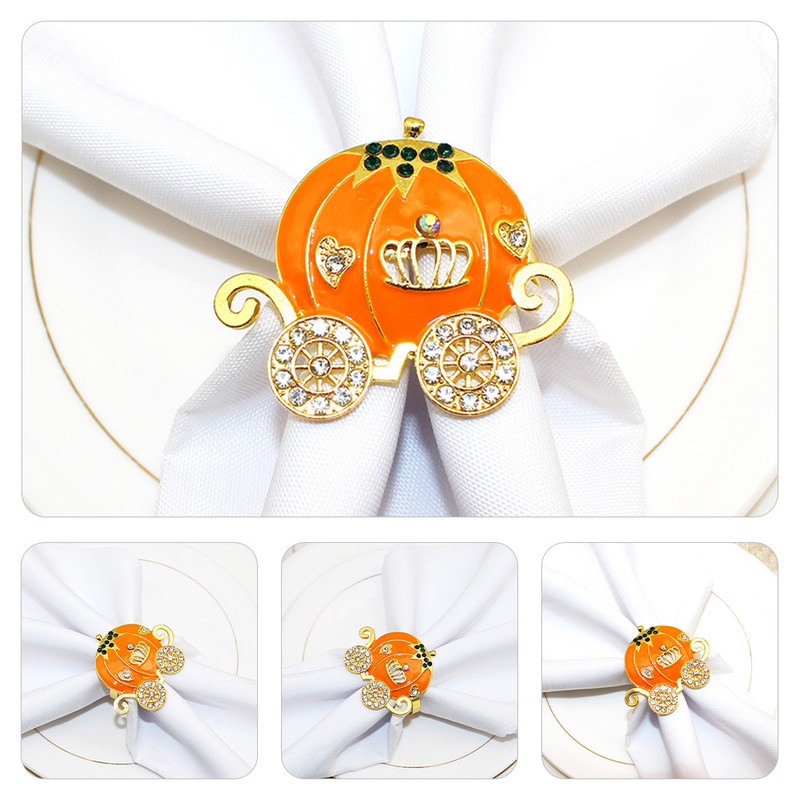 Fiksētas sprādzes ķirbju grozs Salvešu turētāji Gredzena dekors Dekoratīvie sprādzes Pateicības diena