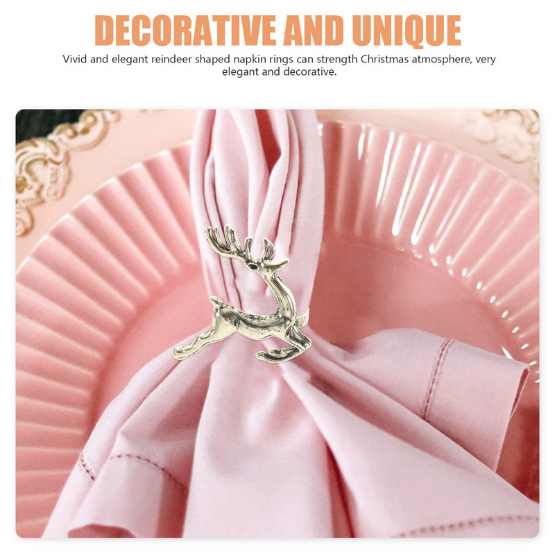 Komplekts Ziemassvētku salvešu gredzeni Ziemassvētku turētāji Auduma salvetes Svētku ballīšu piederumi Rotājums Galda dekors Metāls
