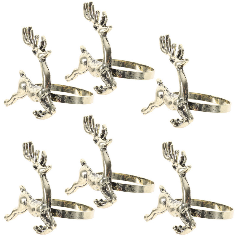 Komplekts Ziemassvētku salvešu gredzeni Ziemassvētku turētāji Auduma salvetes Svētku ballīšu piederumi Rotājums Galda dekors Metāls