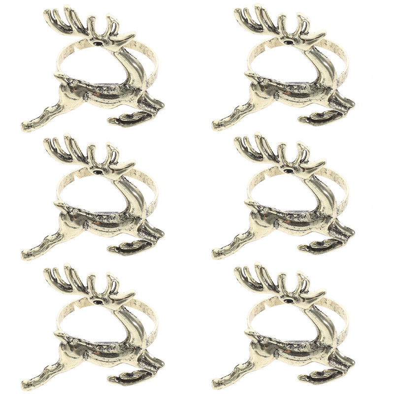 Komplekts Ziemassvētku salvešu gredzeni Ziemassvētku turētāji Auduma salvetes Svētku ballīšu piederumi Rotājums Galda dekors Metāls