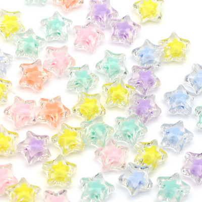 20 gab. Caurspīdīgas zvaigznes formas vaļīgas starplikas krelles Akrila krelles juvelierizstrādājumu izgatavošanai, DIY Crafts 16mm*16mm
