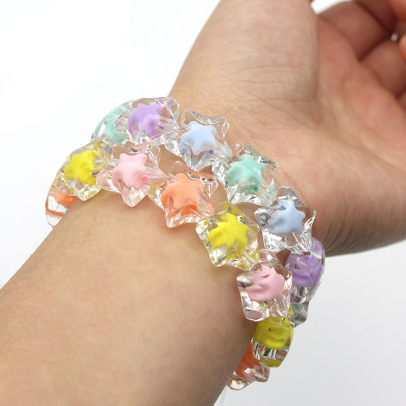 20 gab. Caurspīdīgas zvaigznes formas vaļīgas starplikas krelles Akrila krelles juvelierizstrādājumu izgatavošanai, DIY Crafts 16mm*16mm