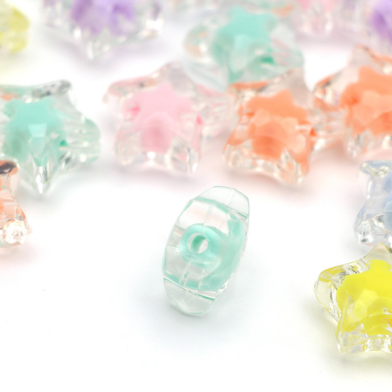 20 gab. Caurspīdīgas zvaigznes formas vaļīgas starplikas krelles Akrila krelles juvelierizstrādājumu izgatavošanai, DIY Crafts 16mm*16mm