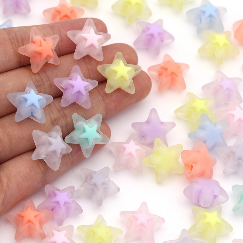 Akrila caurspīdīgas matētas zvaigznes formas pentagrammas krelles rotaslietu izgatavošanai DIY kaklarotas auskari aksesuāri 16mm*16mm