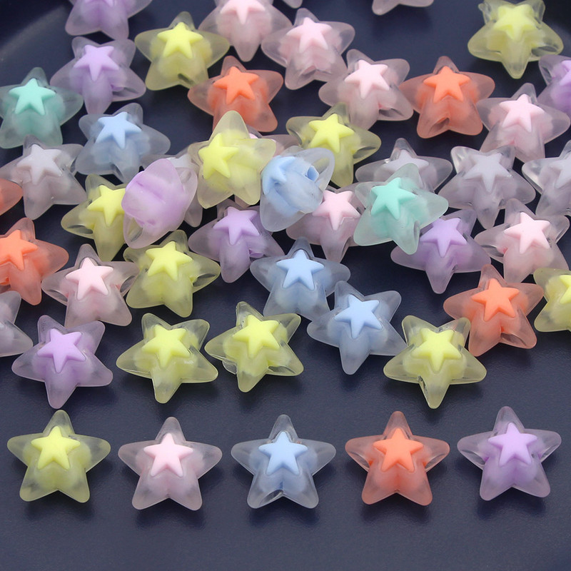 Akrila caurspīdīgas matētas zvaigznes formas pentagrammas krelles rotaslietu izgatavošanai DIY kaklarotas auskari aksesuāri 16mm*16mm