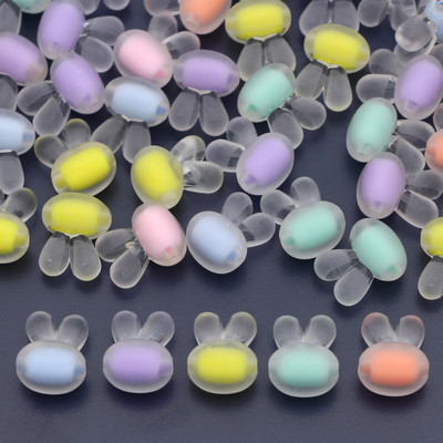 Matēta truša galvas formas akrila krelles jauks dzīvnieks, vaļīgs starplikas rotaslietu izgatavošanai ar rokām darinātas rokassprādzes kaklarotas aksesuāri