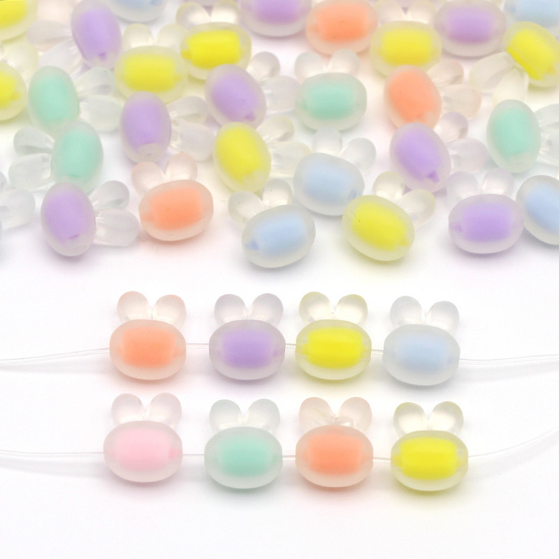 Matēta truša galvas formas akrila krelles jauks dzīvnieks, vaļīgs starplikas rotaslietu izgatavošanai ar rokām darinātas rokassprādzes kaklarotas aksesuāri