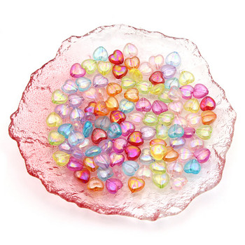 50 τμχ AB Color Heart Ακρυλική χάντρα Διάφανη Loose Spacer Bead για κοσμήματα Αξεσουάρ χειροτεχνίας ρούχων 10mm*10mm
