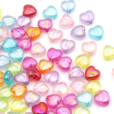 50 τμχ AB Color Heart Ακρυλική χάντρα Διάφανη Loose Spacer Bead για κοσμήματα Αξεσουάρ χειροτεχνίας ρούχων 10mm*10mm