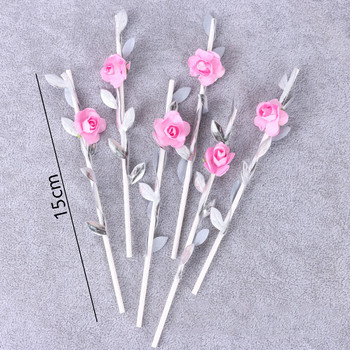 6PCs Love Happy Birthday Cake Toppers Rose Flower Cupcake Topper Flags For Wedding Kids Party Supplies Διακόσμηση τούρτας