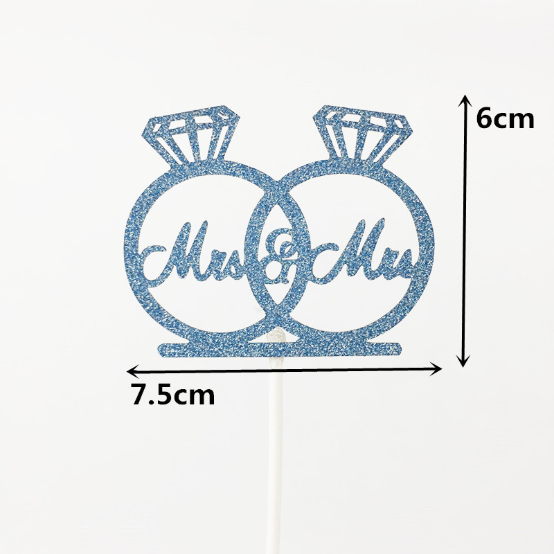 10 vnt./stal. Kūrybinis " Mrs & Mrs " Deimantinio žiedo dizaino vestuvinis tortas įdėta kortelė Vestuvinis tortas Topper Vakarėlio tortų dekoracijos